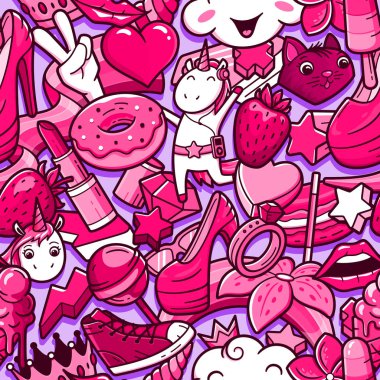 Kız gibi karalamalar ile grafiti seamless modeli