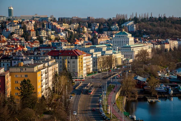 Luchtfoto van de stad landschap van Praag — Stockfoto