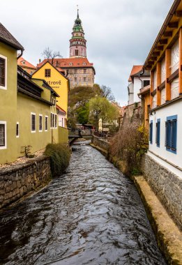 Cesky Krumlov Cityscape. Bohemia yerlerinden