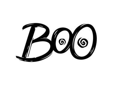 Boo. Cadılar Bayramı için yazı elle çizilmiş.