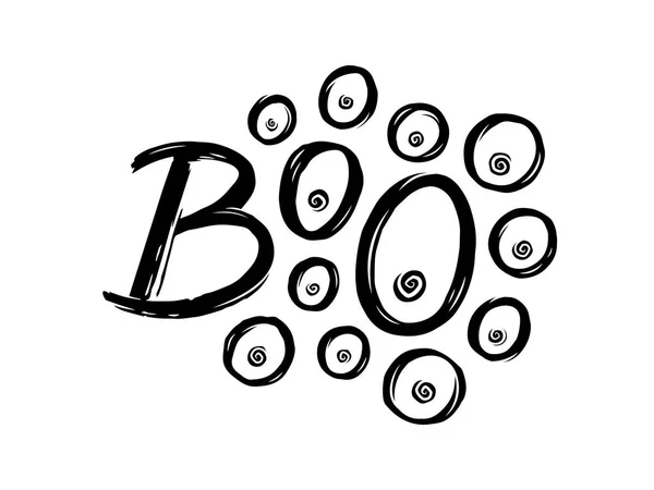 Boo. Hand getrokken belettering voor Halloween. — Stockvector