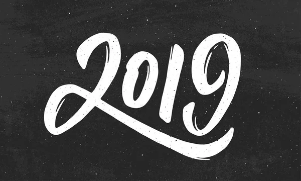 Szczęśliwy Nowy Rok 2019 Projekt Kartkę Życzeniami Tekst Typografia Tle — Wektor stockowy