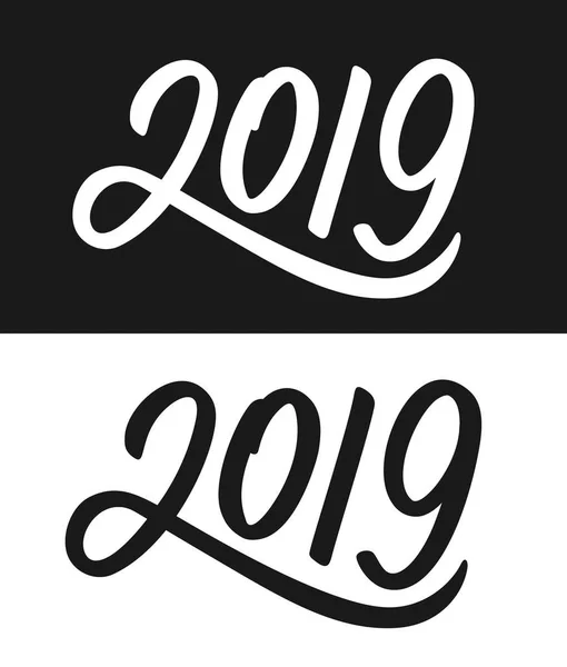 Nowy rok 2019 z życzeniami w czerni i bieli — Wektor stockowy