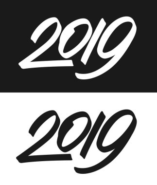 Yeni yıl 2019 tebrik kartı siyah beyaz