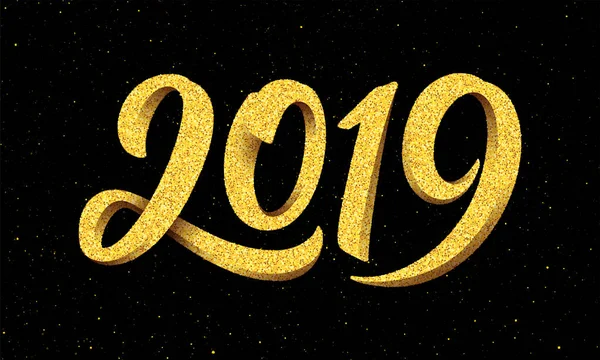 Neujahrsgrußkarte 2019 mit Kalligrafie — Stockvektor