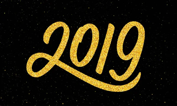 Biglietto di auguri per il nuovo anno 2019 con calligrafia — Vettoriale Stock