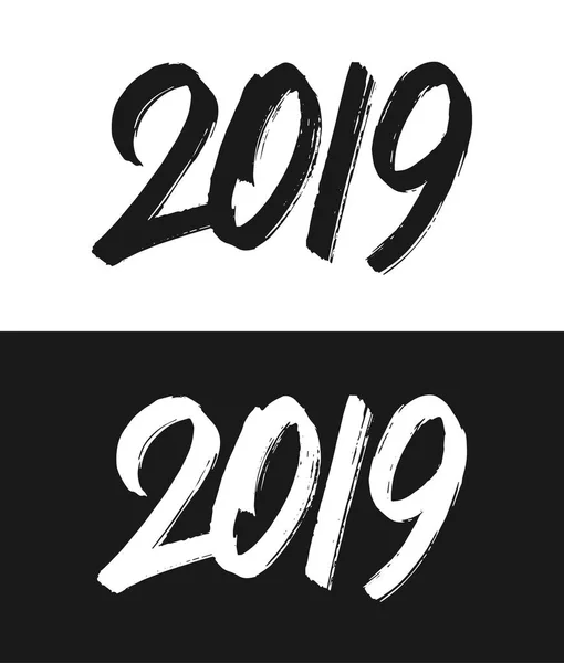 Новорічна листівка 2019 року в чорно-білому кольорі — стоковий вектор