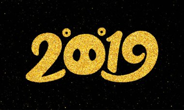 Hat sanatı ile yeni yıl 2019 tebrik kartı