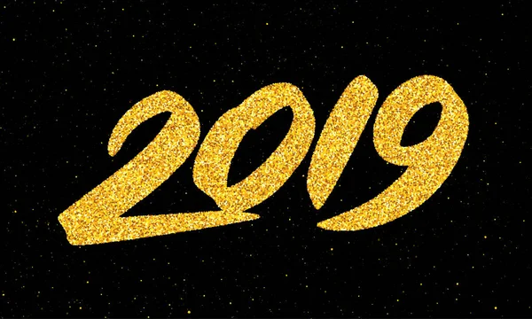 Biglietto di auguri per il nuovo anno 2019 con calligrafia — Vettoriale Stock