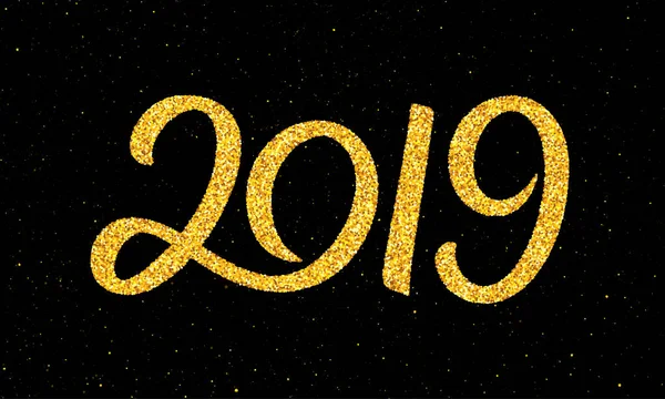 Hat sanatı ile yeni yıl 2019 tebrik kartı — Stok Vektör