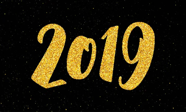 Hat sanatı ile yeni yıl 2019 tebrik kartı — Stok Vektör