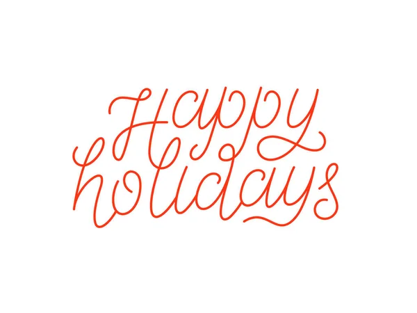 Happy Holidays calligraphic line art typography - Stok Vektor