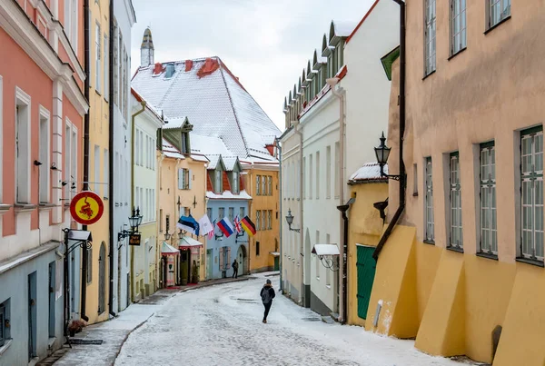 タリンエストニアの城の旧市街のストリートビュー — ストック写真