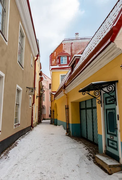 タリンエストニアの城の旧市街のストリートビュー — ストック写真