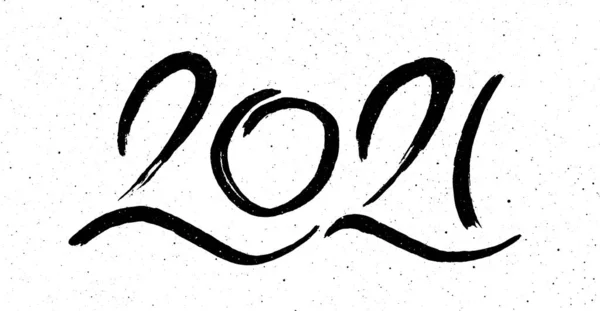 2021 Boldog Évet Üdvözlőlap Design Kínai Kalligráfia Nyaralás Kézzel Rajzolt — Stock Vector