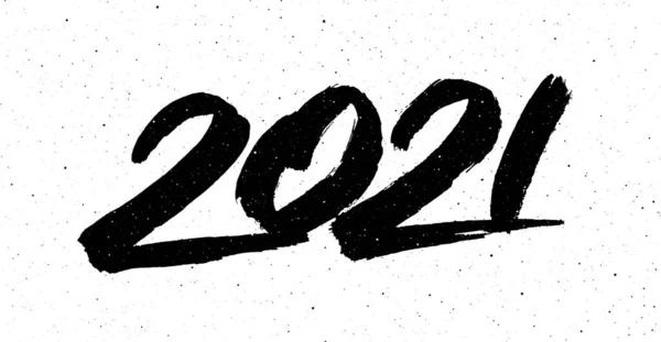 2021年牛年快乐 节日用中国书法贺卡设计 手绘2021年字母在古老微妙的背景下 矢量说明 — 图库矢量图片