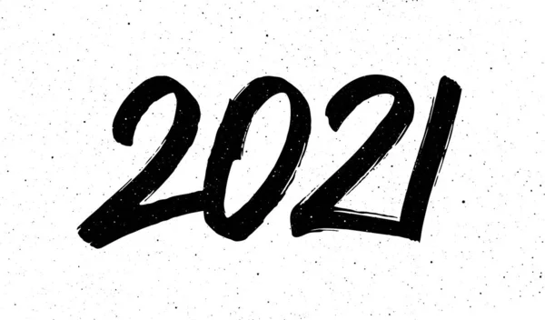 2021年牛年快乐 节日用中国书法贺卡设计 手绘2021年字母在古老微妙的背景下 矢量说明 — 图库矢量图片