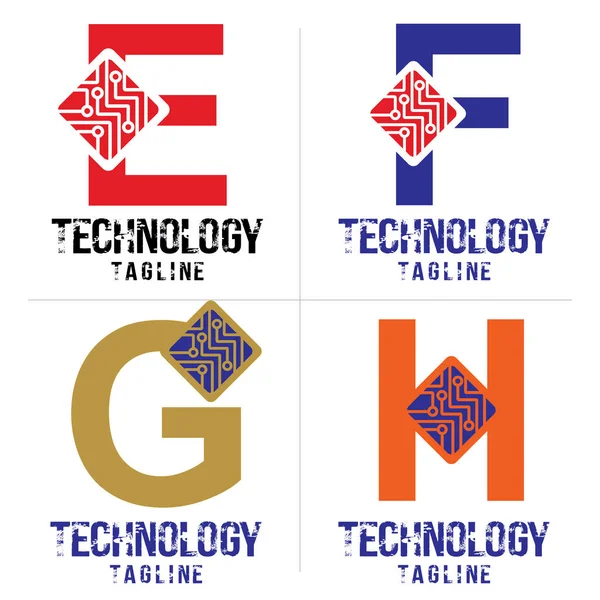Dopis Efgh Logo Technologie Designu Vektor — Stockový vektor
