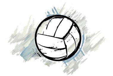 Voleybol topu Suluboya efekti. Vektör çizim.
