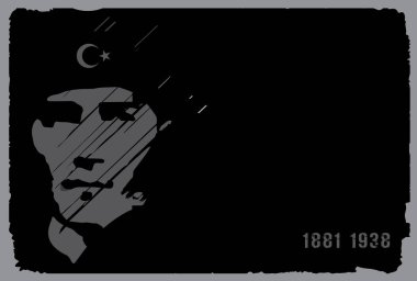 10 Kasım Mustafa Kemal Atatürk ölüm günü yıldönümü. (Türkiye Cumhuriyeti'nin ilk Cumhurbaşkanı.) Vektör çizim. 