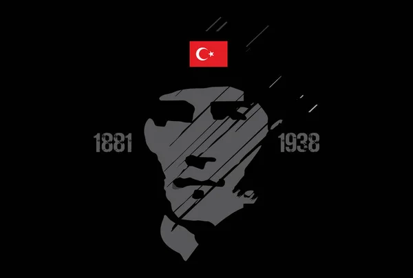 Novembre Mustafa Kemal Ataturk Giorno Della Morte Anniversario Primo Presidente — Vettoriale Stock