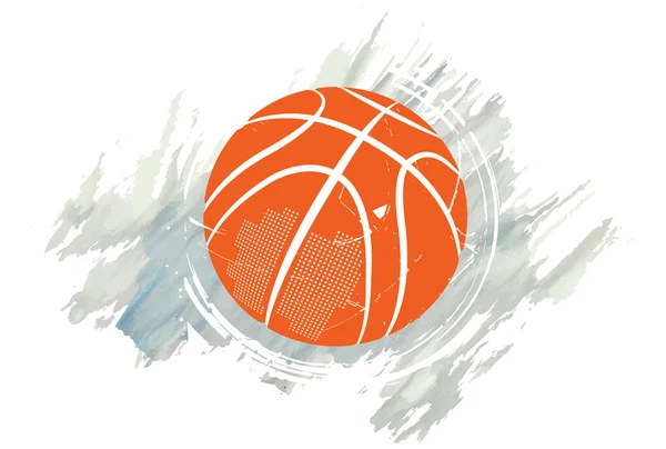 Diseño Baloncesto Acuarela Una Bola Cayendo Dentro — Vector de stock