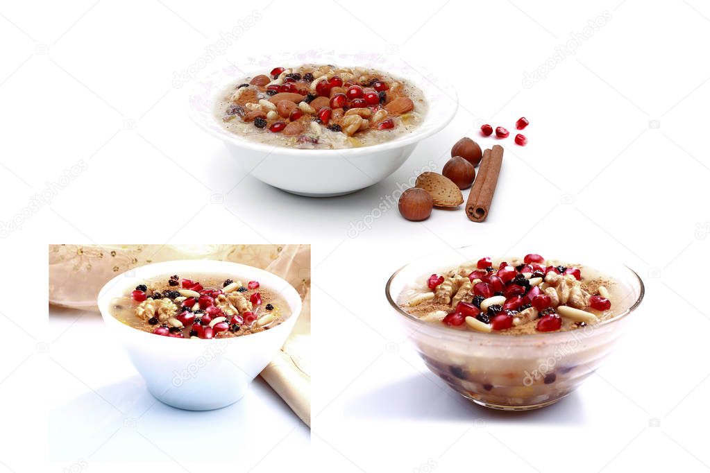 Noah's Pudding is a Turkish dessert that is made of a mixture consisting of grains.