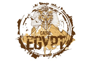Mısır, Giza, Mısır firavunu Tutankhamun Kral maskesi ve piramit Of Khafre ile deve