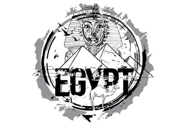 Egypten Giza Tutankhamun Egyptier Pharaoh King Mask Och Pyramid Chefrens — Stock vektor