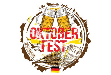 Oktoberfest bira festivali kavramı. Çizilmiş vektör çizim el.
