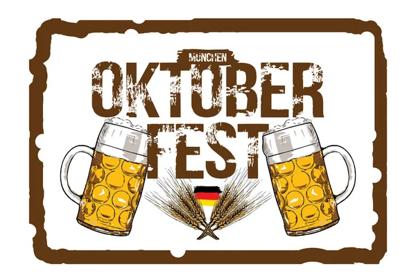 Έννοια Του Φεστιβάλ Μπύρας Oktoberfest Χέρι Συντάσσονται Διανυσματικά Εικονογράφηση — Διανυσματικό Αρχείο