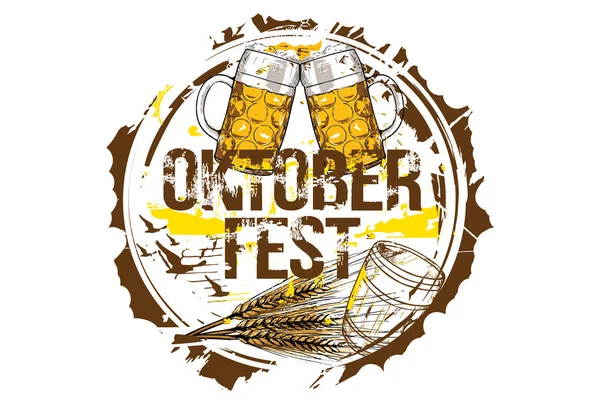 Έννοια Του Φεστιβάλ Μπύρας Oktoberfest Χέρι Συντάσσονται Διανυσματικά Εικονογράφηση — Διανυσματικό Αρχείο