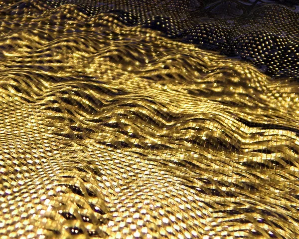 3D illüstrasyon. Altın iplik, doku ve resmin arkaplan resmi.