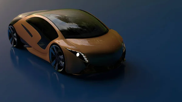 3Dイラスト 青い背景に隔離された車電気自動車の概念 商標ではありません — ストック写真