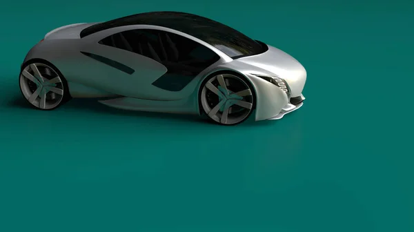 3Dイラスト 青い背景に隔離された車電気自動車の概念 商標ではありません — ストック写真