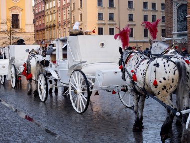 Main Market Square üzerinde Krakow kabinler