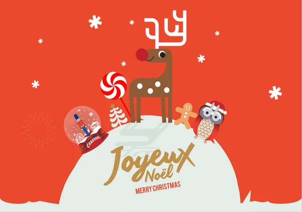 赤い背景の鹿メリークリスマスのコンセプト — ストックベクタ