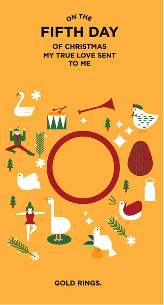 オレンジの背景に金の指輪メリークリスマスのコンセプト — ストックベクタ