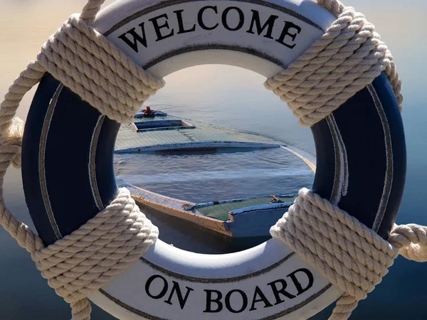 Safe Belt Wooden Sinking Boat — Stock Photo, Image