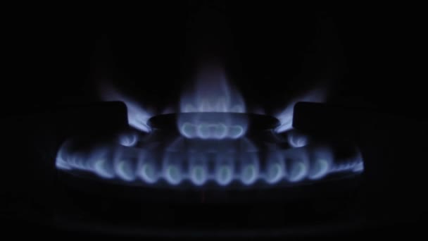 Gas Switching Appearing Blue Flame Burner Darkness Slow Motion Gas