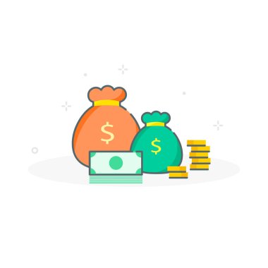 Para kavramı. EPS 10 vektör çizim. Gelir büyüme. Finans verimlilik, bütçe planlama, giderleri kavramı. 