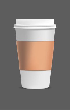 İzole vektör gerçekçi boş kağıt kahve Kupası. Kahve alın. EPS 10 vektör çizim.