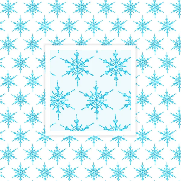 Ensemble Motifs Vectoriels Noël Avec Des Flocons Neige Dessinés Main — Image vectorielle