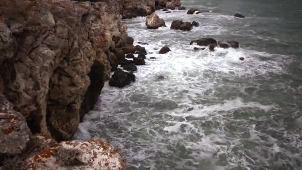 Rocky Coast Black Sea Bulgaria Tyulenovo — Stock Video