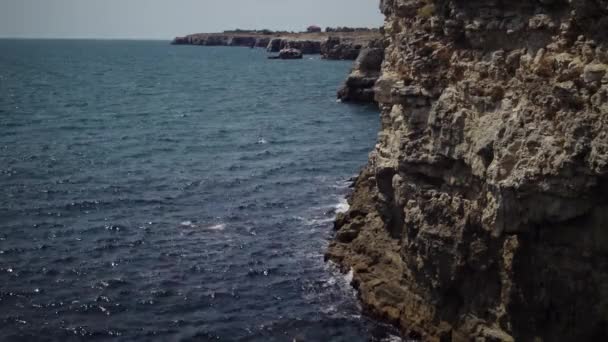 Rotsachtige Kust Van Zwarte Zee Bulgarije Tyulenovo — Stockvideo