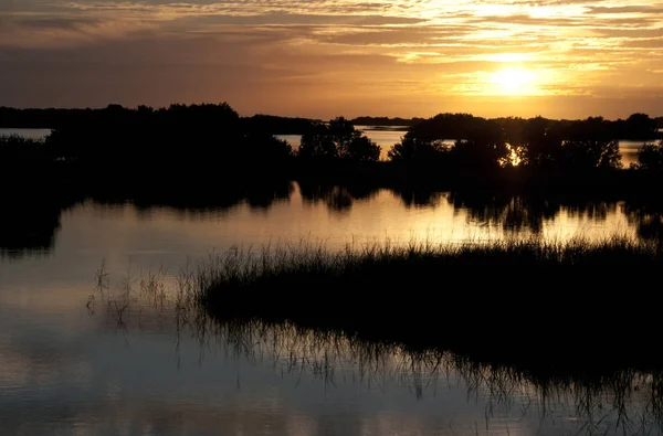 Pôr Sol Sobre Pântanos Sul Flórida Eua — Fotografia de Stock