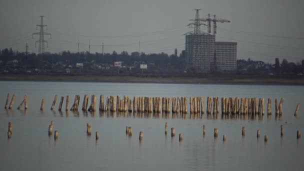 Eski Ahşap Yapılar Yüzyılda Tuz Çıkarma Karadeniz Kuyalnik Haliçleri — Stok video