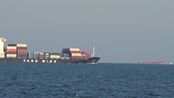 Ukraine Odessa Listopadu 2018 Velká Loď Přepravující Kontejnery Černé Moře — Stock video
