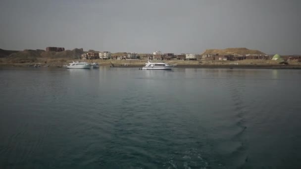 Egypten Abu Dabb Maj 2019 Dykning Båtar Väg Nära Kusten — Stockvideo