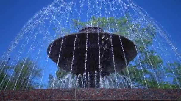 Bela Fonte Parque Contra Céu Azul Odessa Ucrânia Parque Com — Vídeo de Stock